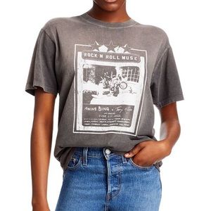 ANINE BING Lili Tee Ab X To X Rolling Stones in Washed Faded Black